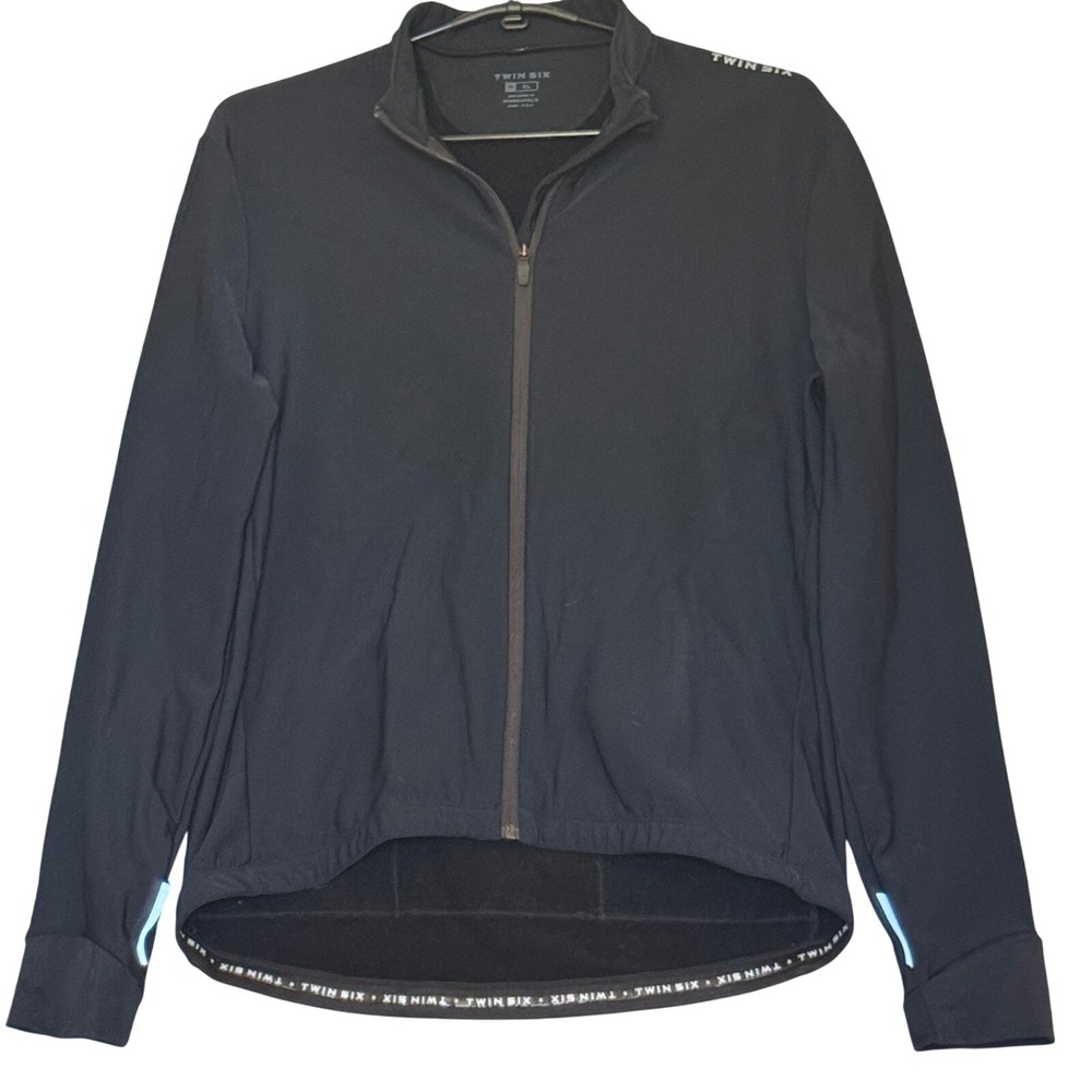Twin Six Mens XL Black Fleece Lined Full Zip Cycling Jacket Reflective Pockets